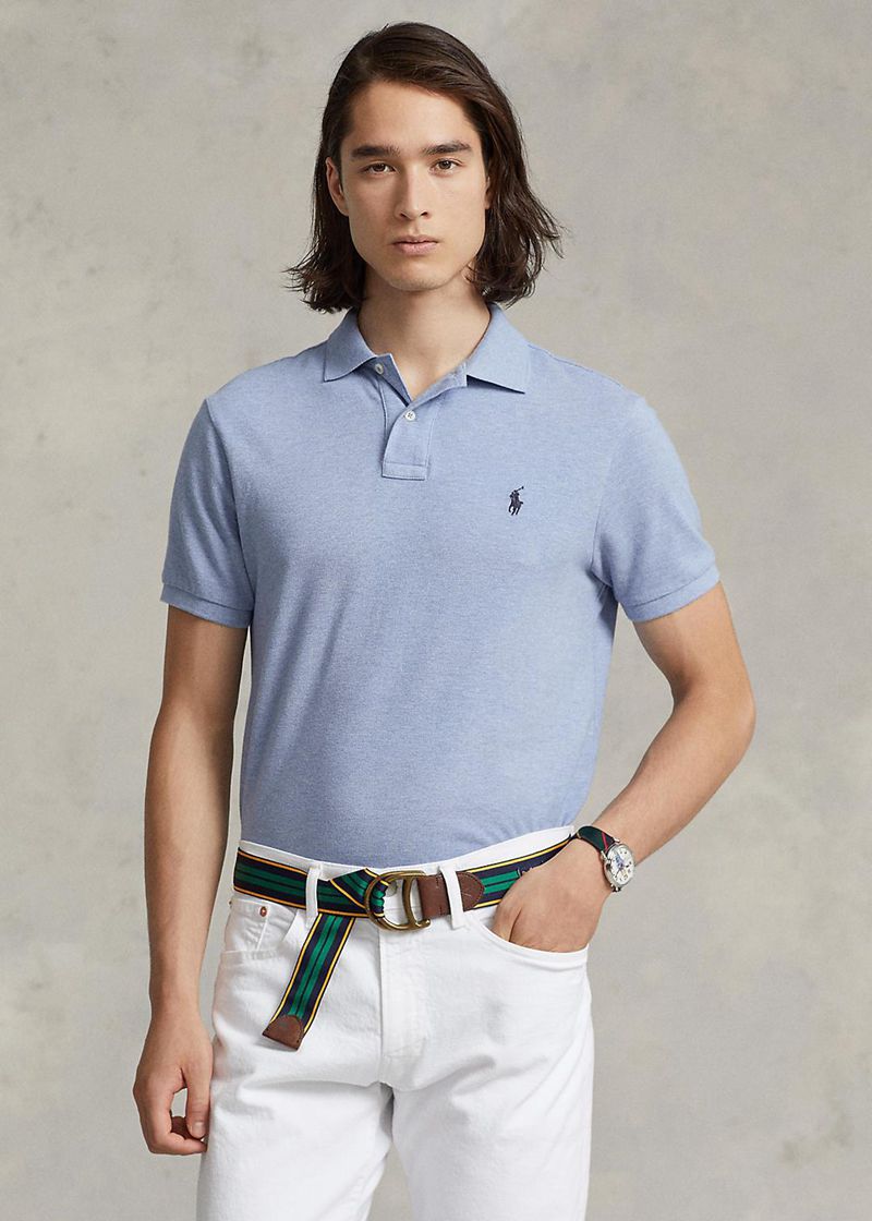 Poleras Polo Polo Ralph Lauren Hombre Custom Slim Fit Mesh Chile Azules ZFQAL-4906